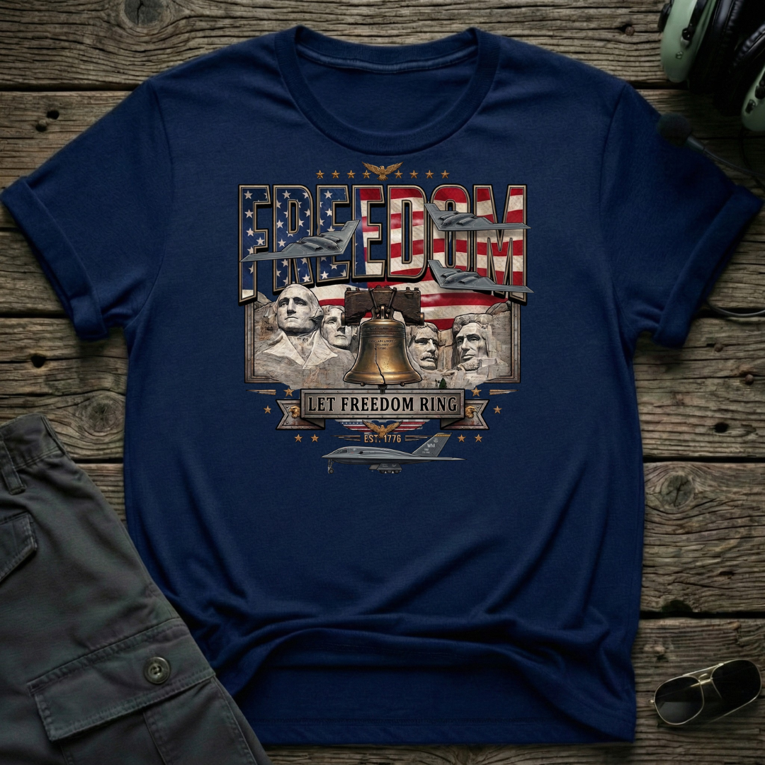 Rushmore Liberty front view - premium aviation tee for pilots