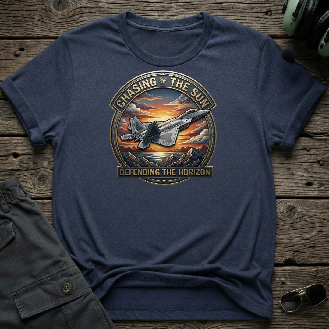 Chasing The Sun lifestyle shot - Gildan 64000 ring-spun cotton aviation shirt