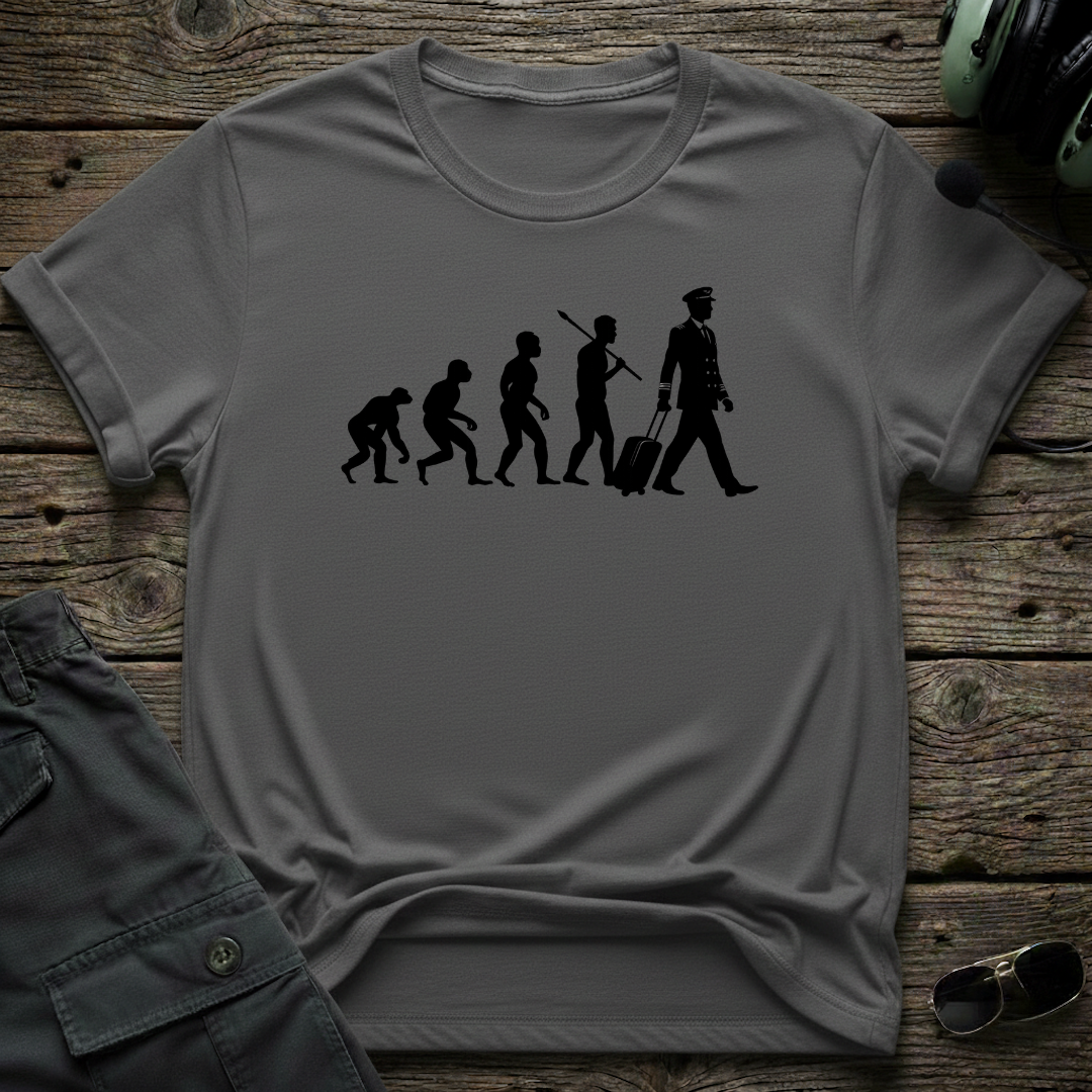Evolution front view - premium aviation tee for pilots