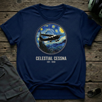 Celestial Cessna front view - premium aviation tee for pilots