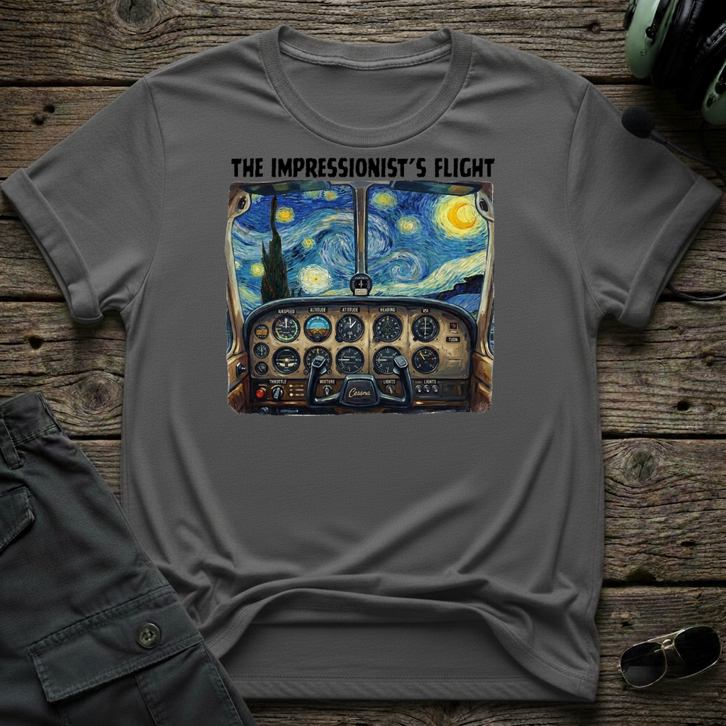 Impressionist's Flight front view - premium aviation tee for pilots