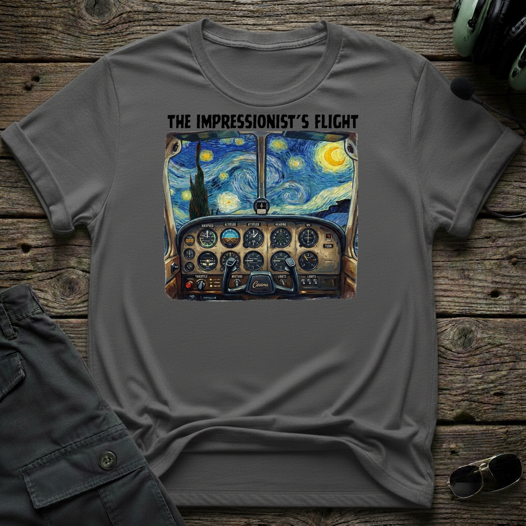Impressionist's Flight front view - premium aviation tee for pilots
