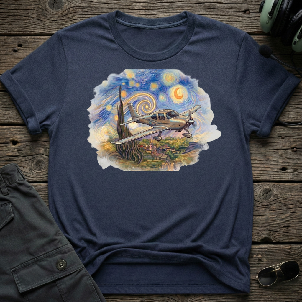 Starry Cirrus lifestyle shot - Gildan 64000 ring-spun cotton aviation shirt