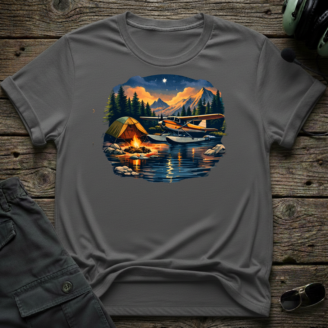 Bush Camping front view - premium aviation tee for pilots