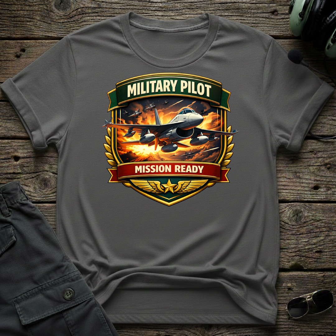 Mission Ready front view - premium aviation tee for pilots