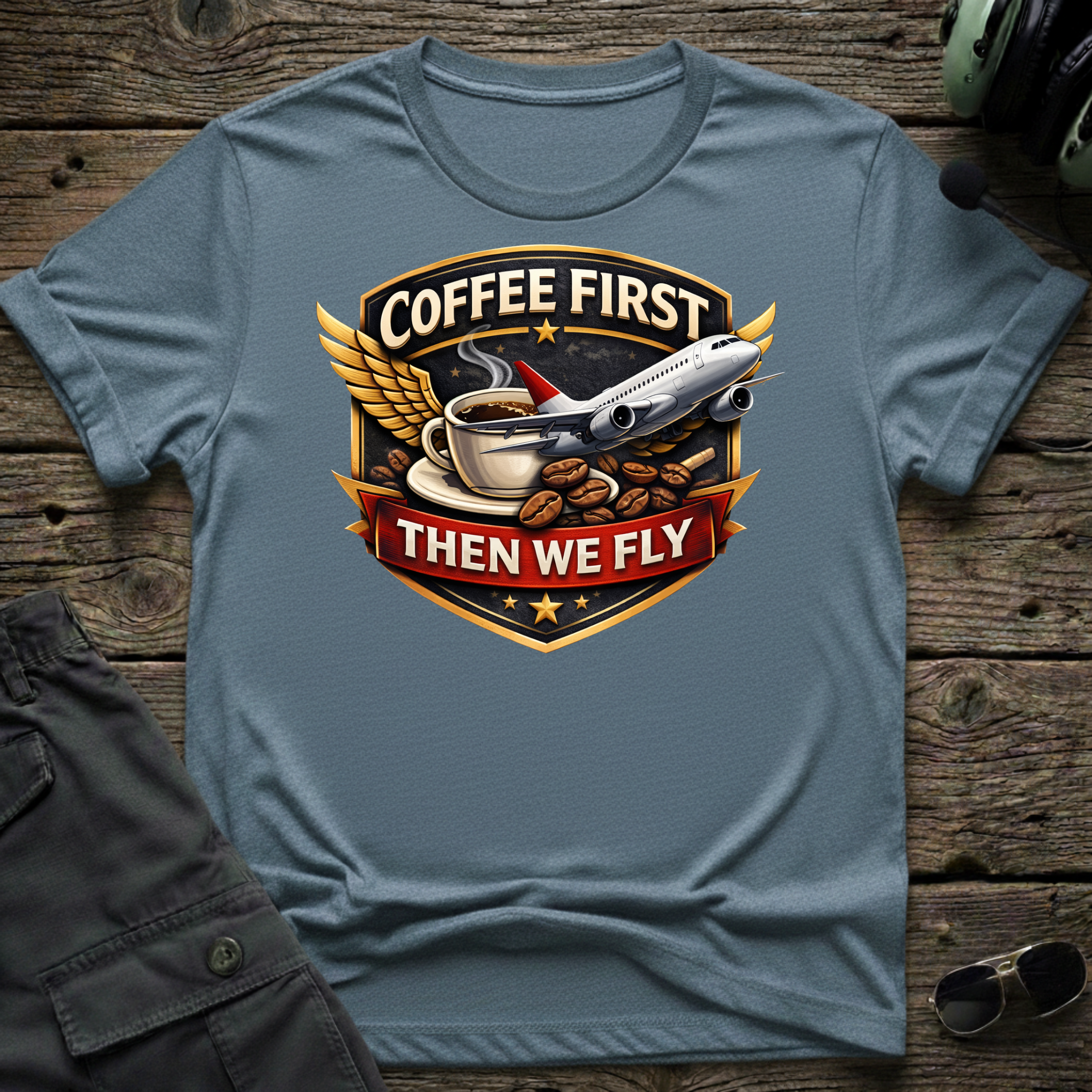 Coffee First T-shirt — aviation apparel