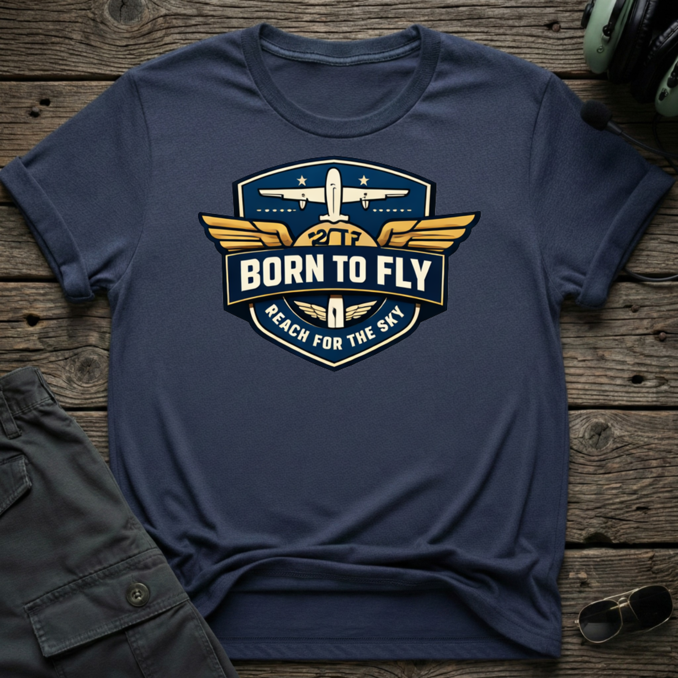 Born to Fly lifestyle shot - Gildan 64000 ring-spun cotton aviation shirt