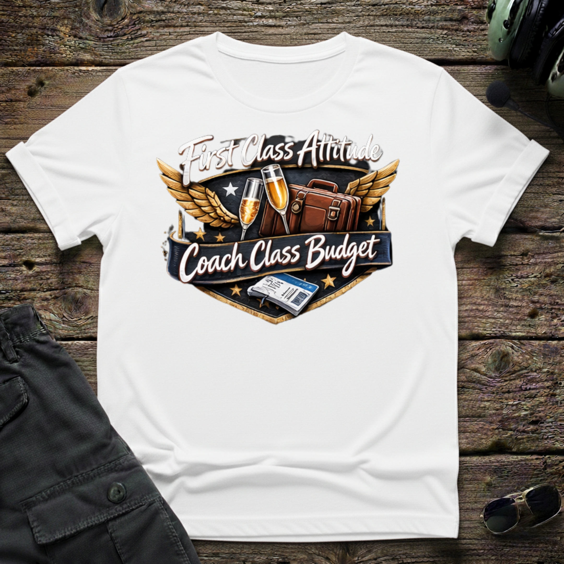 Coach Class Budget front view - premium aviation tee for pilots