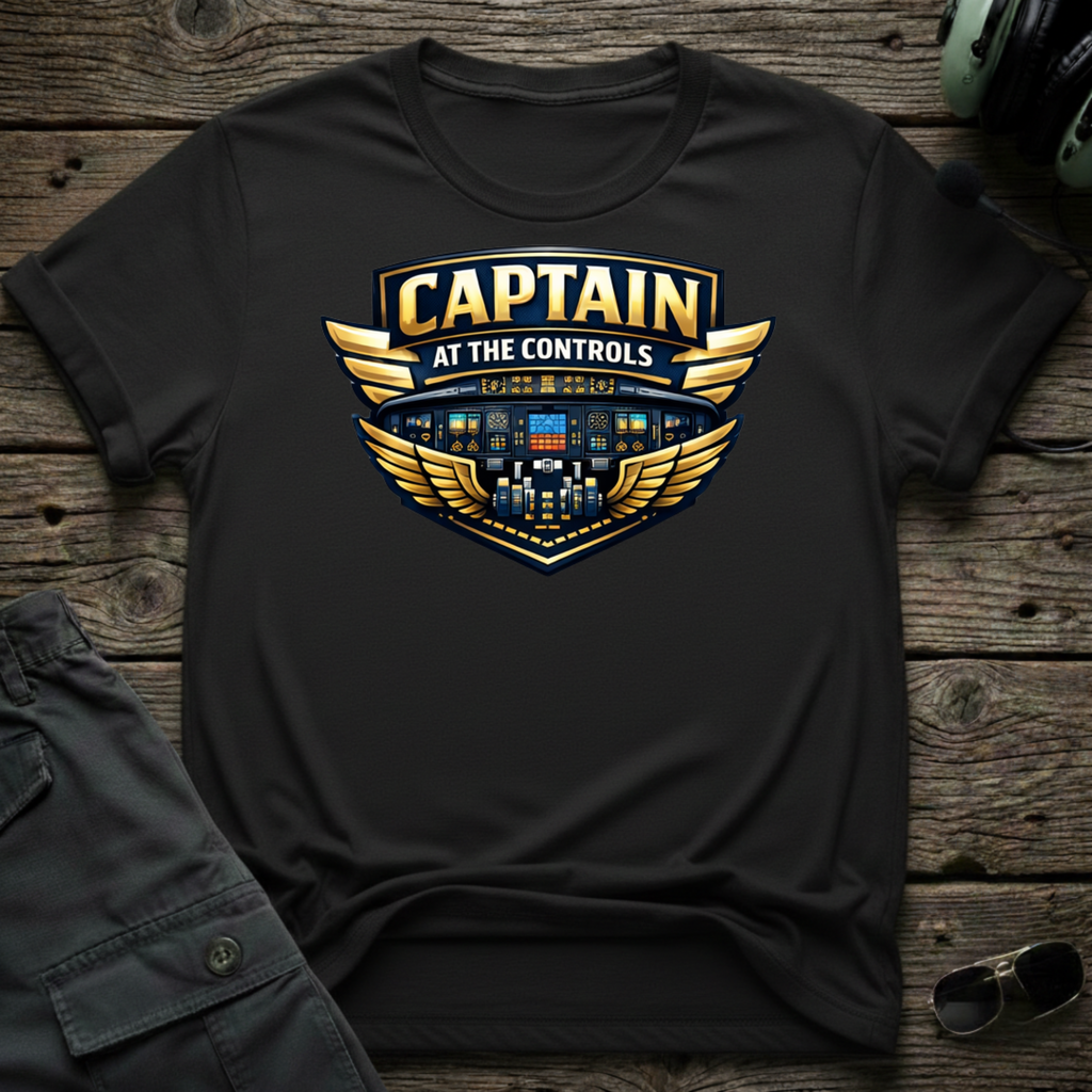 Capt at Controls T-shirt — aviation apparel
