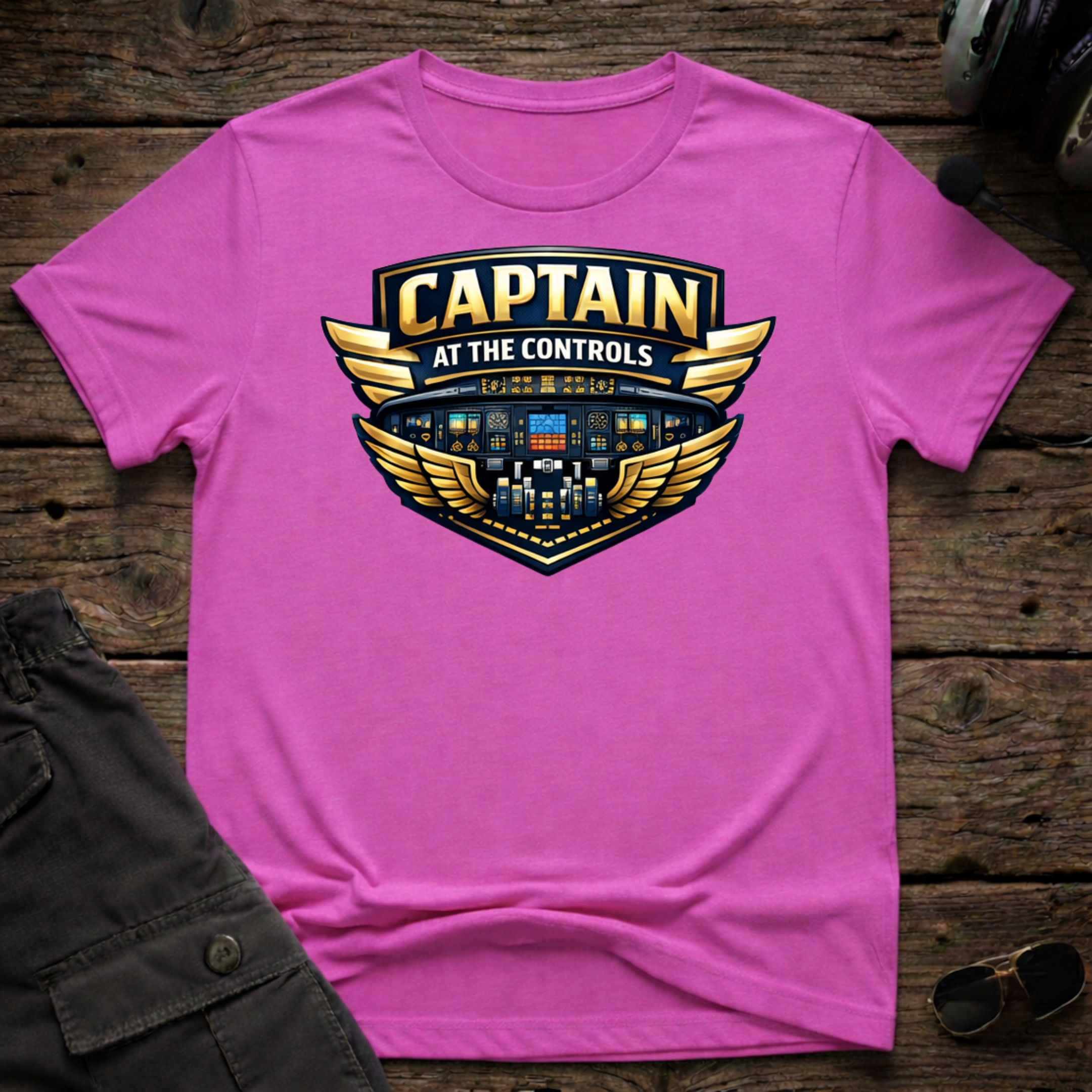 Capt at Controls T-shirt — aviation apparel