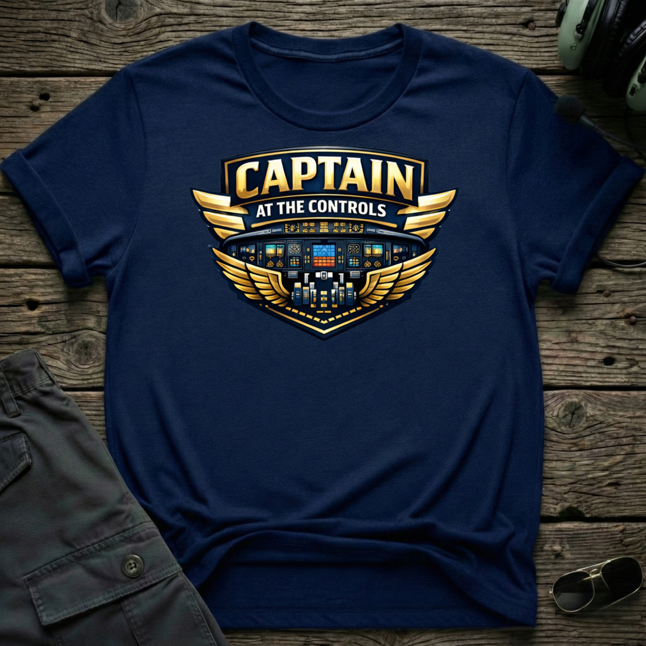 Capt at Controls - Cleared4Tees premium aviation apparel