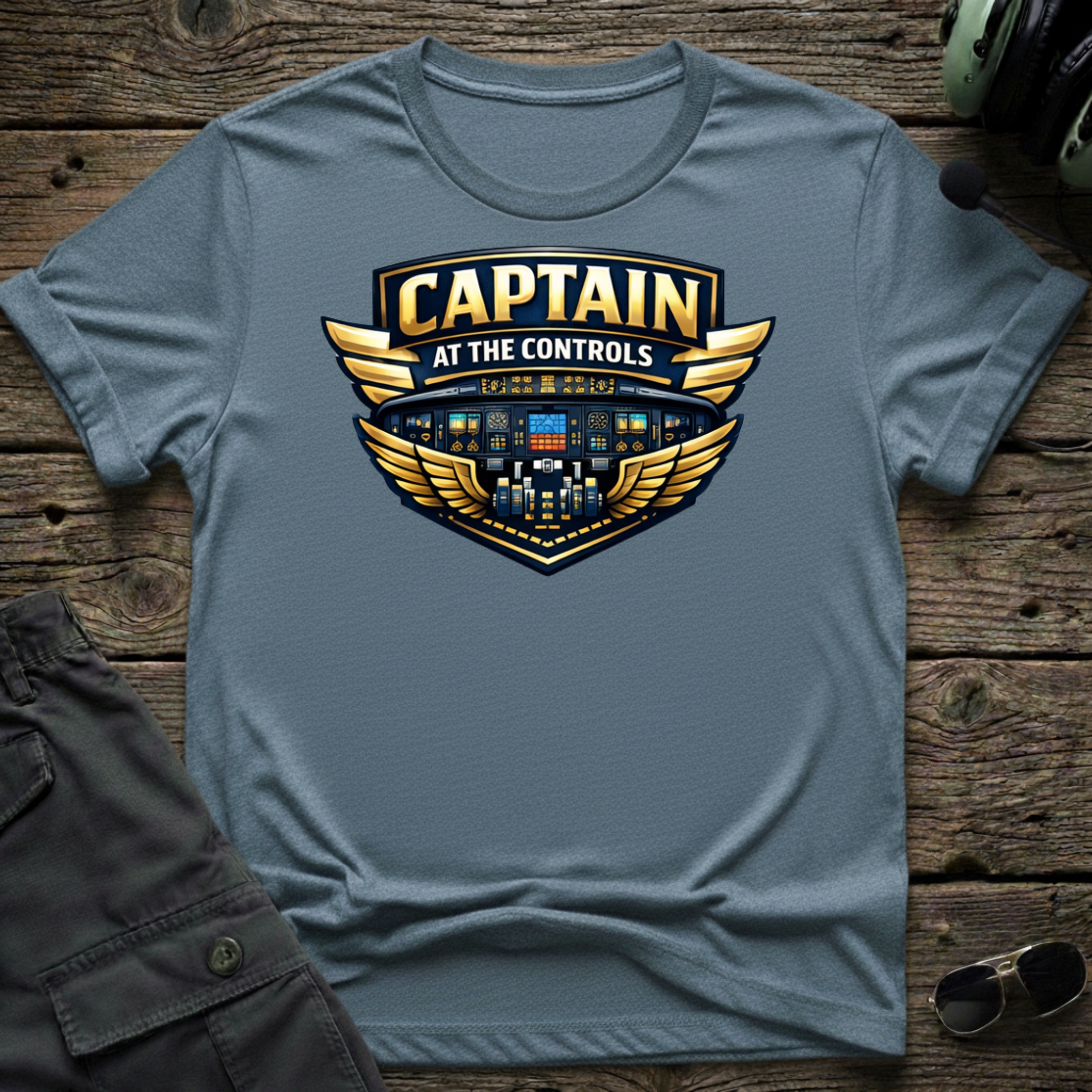 Capt at Controls T-shirt — aviation apparel