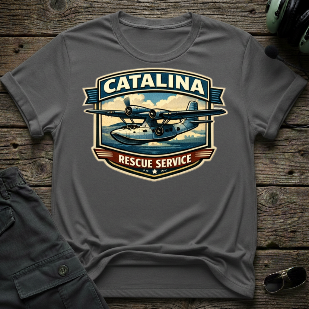 Catalina Rescue front view - premium aviation tee for pilots