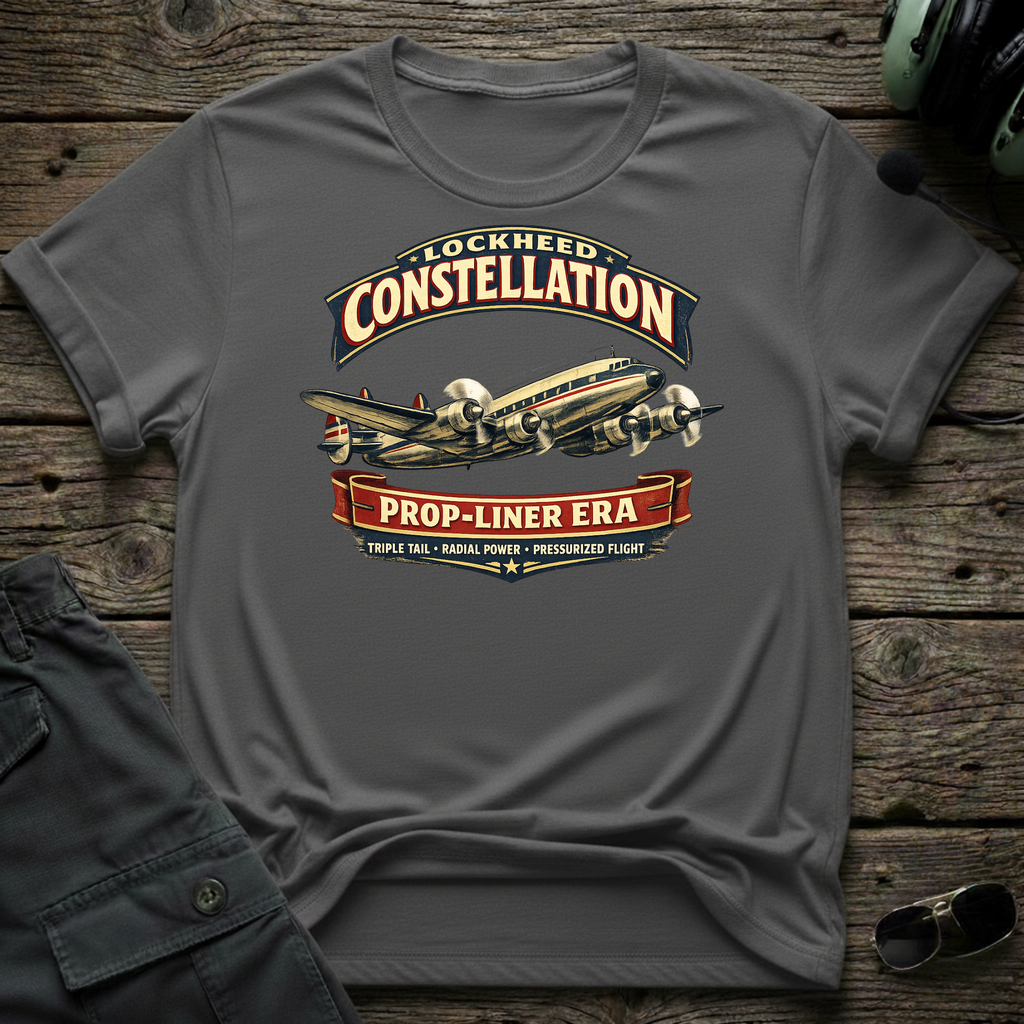TransCon Connie front view - premium aviation tee for pilots