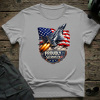Proudly Served lifestyle shot - Gildan 64000 ring-spun cotton aviation shirt