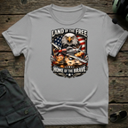 Land of the Free lifestyle shot - Gildan 64000 ring-spun cotton aviation shirt