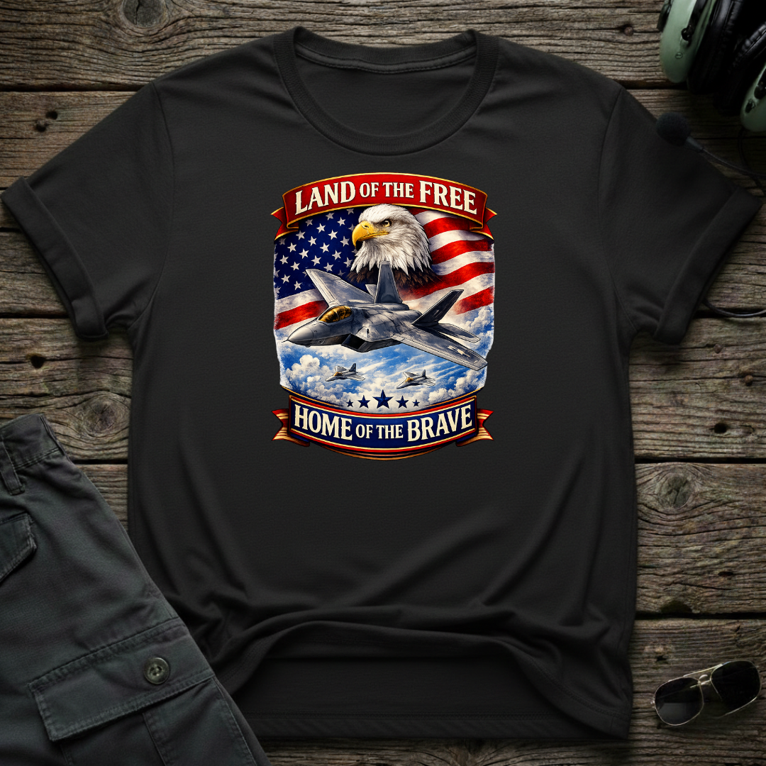 F22 LOF lifestyle shot - Gildan 64000 ring-spun cotton aviation shirt