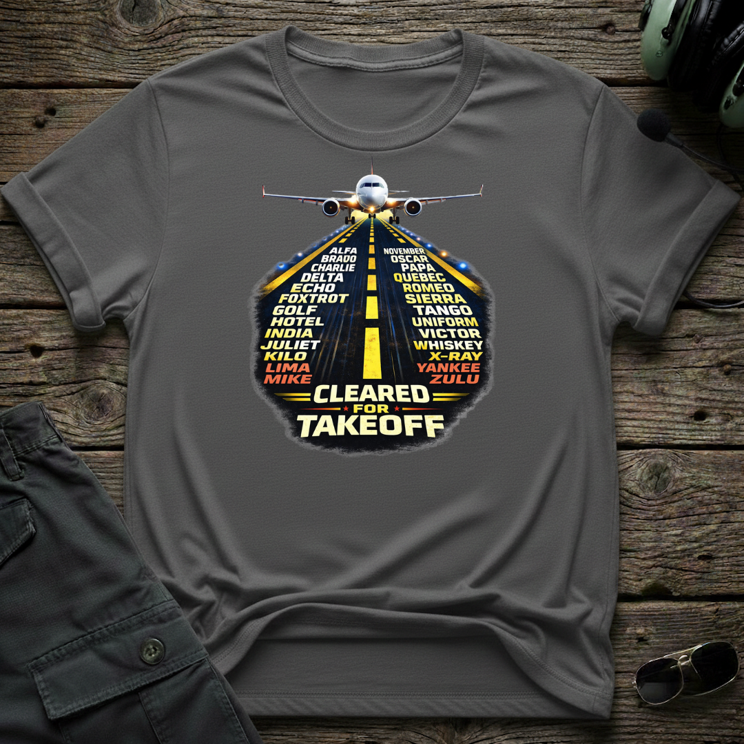 Aviation Alphabet front view - premium aviation tee for pilots