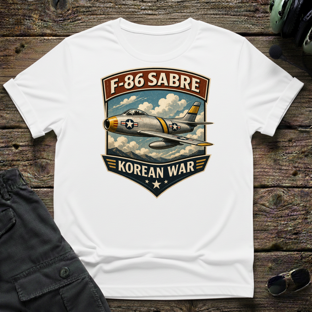 F-86 Sabre front view - premium aviation tee for pilots