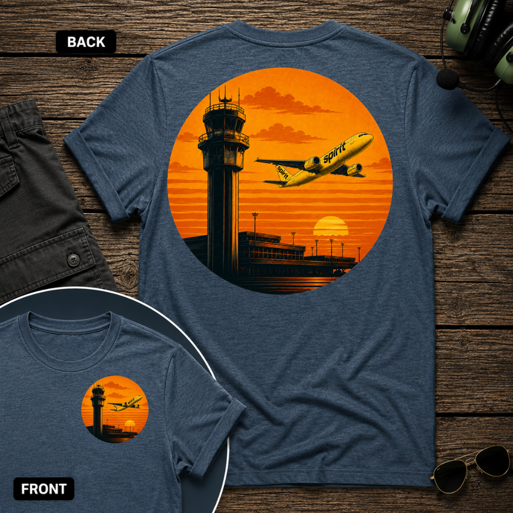 Spirit Airlines Sunset SS 2 Sided T-shirt