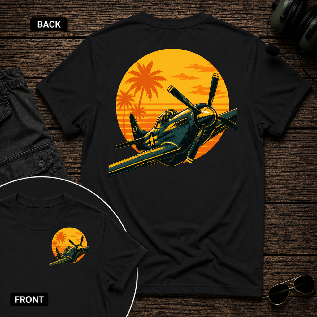 P-51 Tropic Sunset SS 2 Sided T-shirt