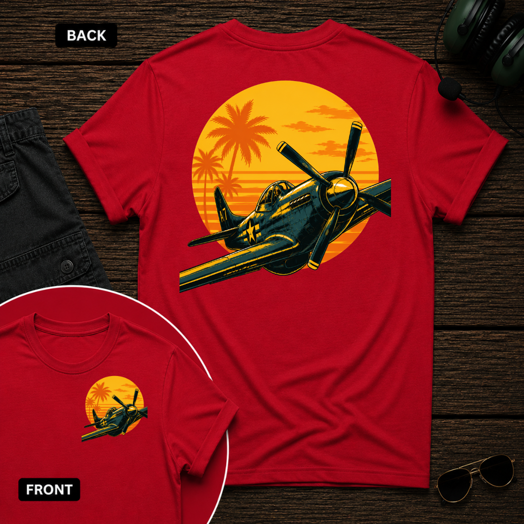 P-51 Tropic Sunset SS 2 Sided T-shirt