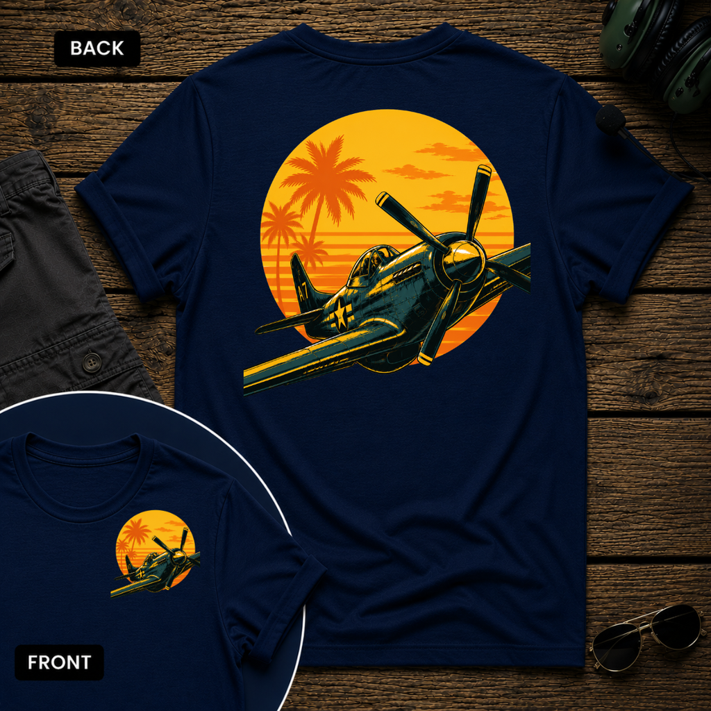 P-51 Tropic Sunset SS 2 Sided T-shirt
