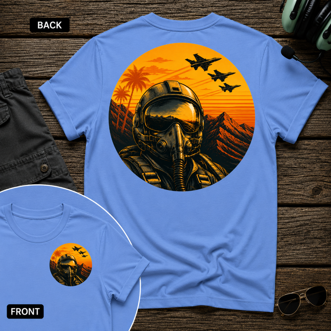 Fighter Pilot Tropic Sunset SS 2 Sided T-shirt