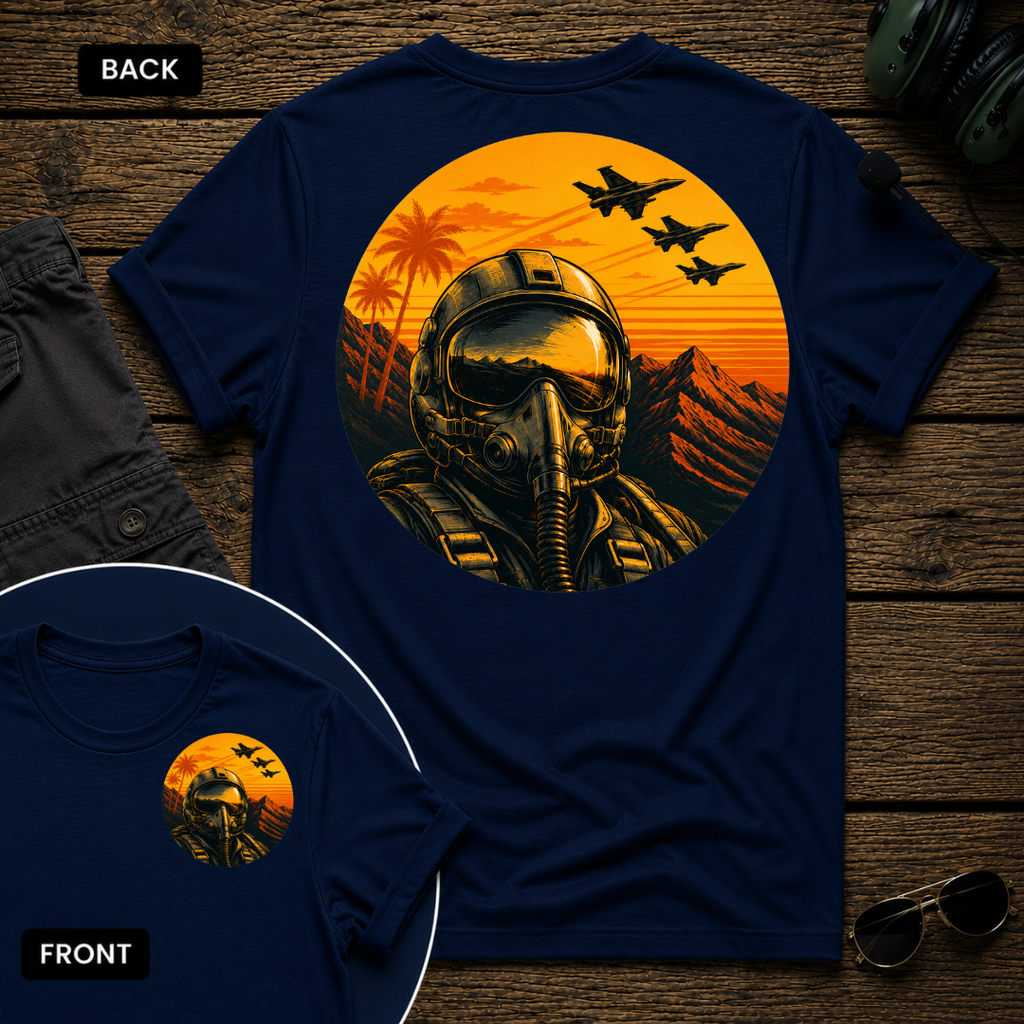 Fighter Pilot Tropic Sunset SS 2 Sided T-shirt