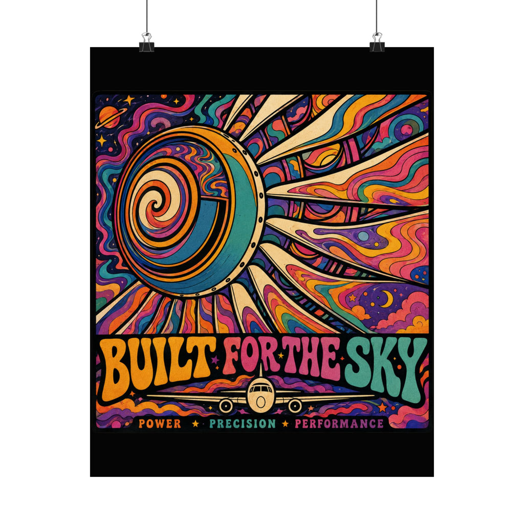 Built for the Sky Matte Poster — Retro Psychedelic Aviation Art Print