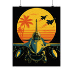Fighter Jet Sunset Poster — Retro Wall Art (Matte Vertical Poster)