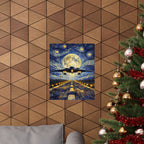 B-2 Bomber Starry Night Moon Matte Vertical Art Print