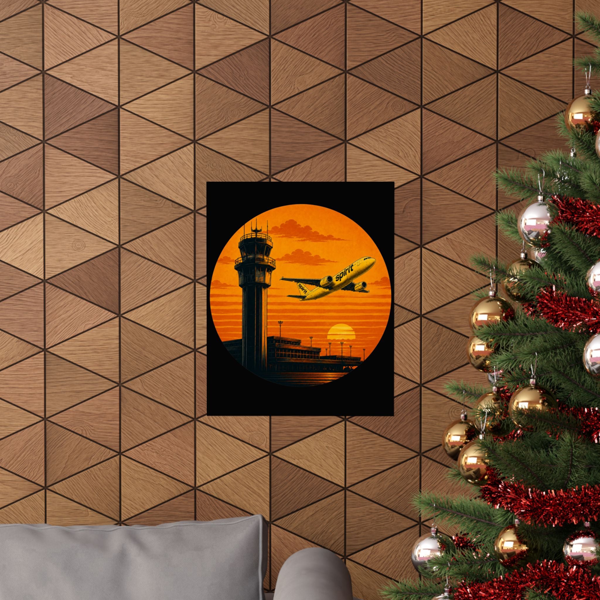Spirit Airlines Sunset Poster — Plane Matte Vertical Print