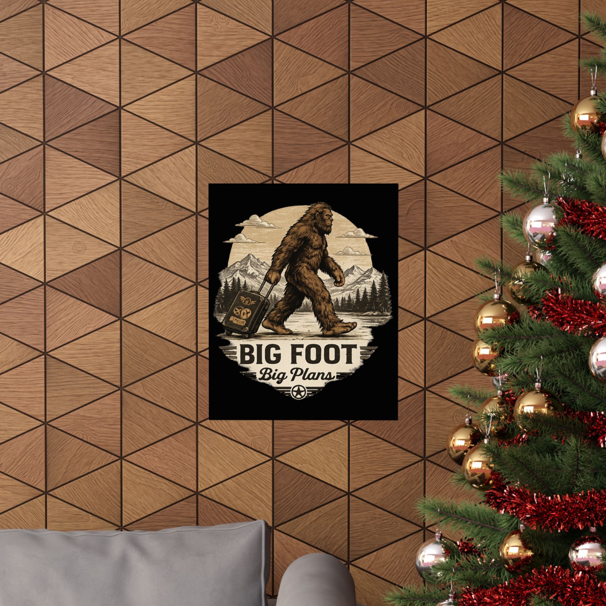 Bigfoot Big Plans Matte Poster — Sasquatch Travel Vintage Wall Art