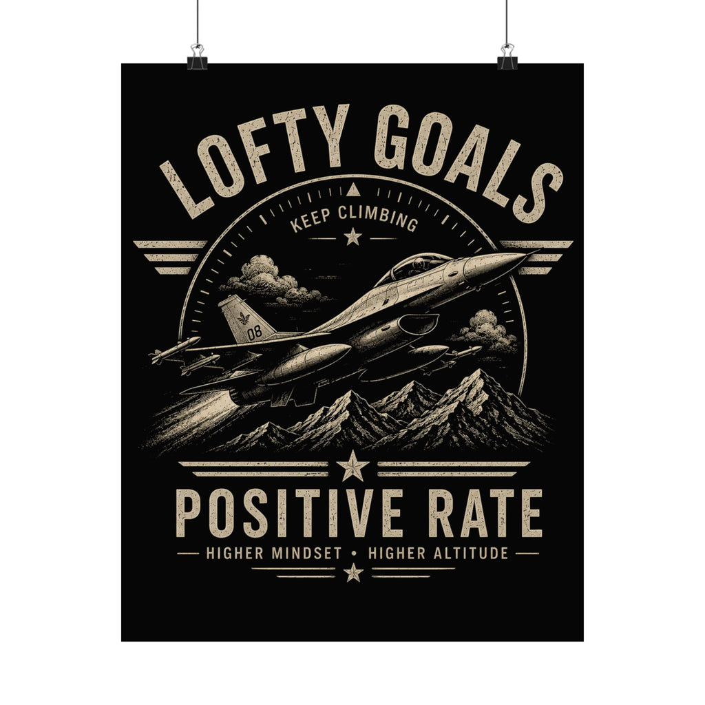 Lofty Goals "Positive Rate" Aviation Poster – Motivational Jet Plane Wall Art