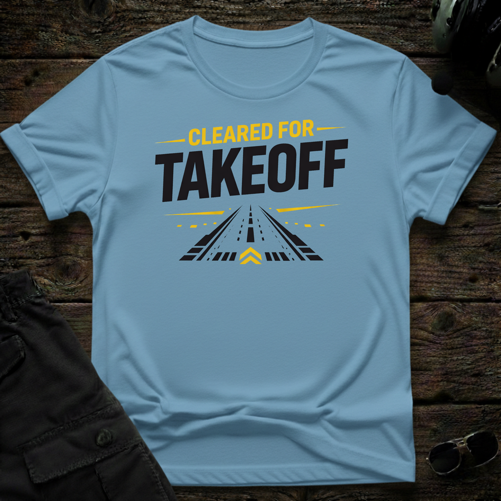 Cleared for Take-Off 2 lifestyle shot - Gildan 64000 ring-spun cotton aviation shirt