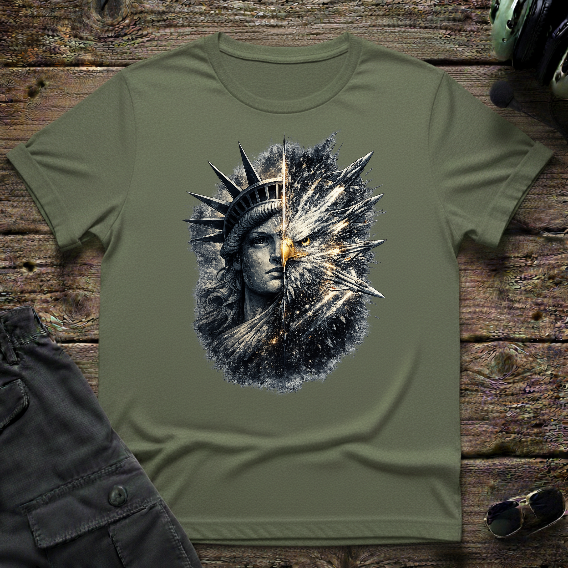 Liberty Burst lifestyle shot - Gildan 64000 ring-spun cotton aviation shirt